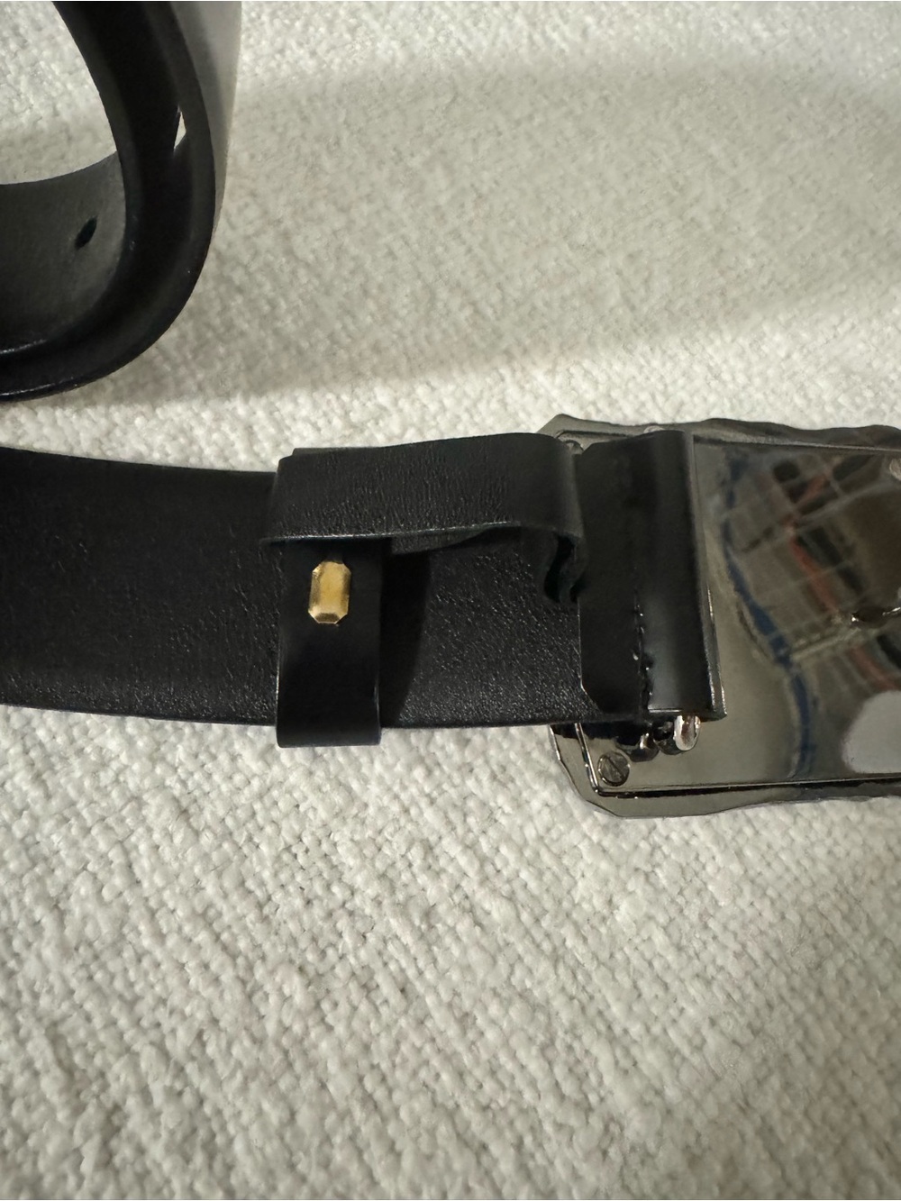 Prada spazzolato leather belt metallic polished steel / inlay of precious stone - Picture 5 of 10